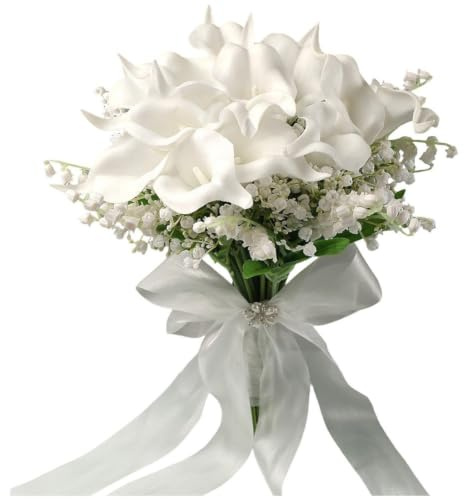 Sslvya Bouquet di Calle Artificiali, Elegante Bouquet Sposa, Bouquet Rustico per Damigelle d'Onore, Decorazione per Feste di Matrimonio.
