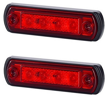 BUL BARS 2 x 4 SMD LED Rot Begrenzungsleuchte Seitenleuchte 12V 24V mit E-Prüfzeichen Positionsleuchte Auto LKW PKW KFZ Lampe Leuchte Licht Hinten Universal