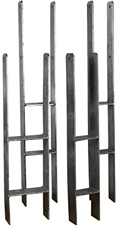 feuerverzinkte H-Anker, Pfostenträger, Pfostenanker, Pfostenschuhe, Carport, H-Träger, mit Schrauben (Länge: 800mm, Gabelweite: 91mm)