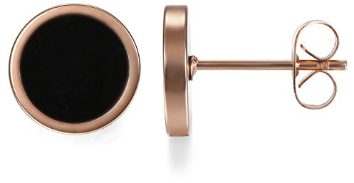 JewelryWe Schmuck Elegante schlicht klassische runde Ohrstecker Ohrringe Edelstahl 10mm für Damen und Herren, 4 verschidenen Farben