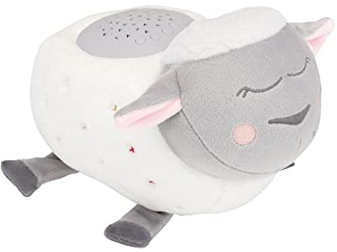 Badabulle Veilleuse Bébé Musicale & Lumineuse Mouton, Peluche Toute Douce, Lumière Projections Etoiles Apaisante, 12 Berceuses & Bruits Blancs Intégrés, Arrêt Automatique 30min, Peluche Lavable