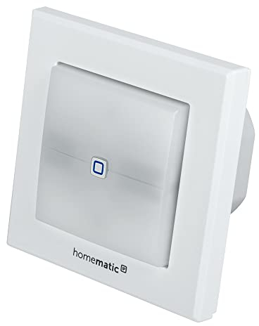 Homematic IP Smart Home Schaltaktor für Markenschalter – mit Signalleuchte, zwei beleuchtete Tasten, steuert Geräte und Leuchten per App, Alexa & Google Assistant, Energie sparen, 152020A0