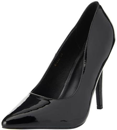 Gizelle Damen Pointy Court Shoes Pumps, Black Patent, 45 -EU