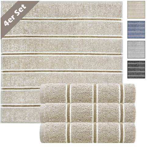 Lashuma Küchenhandtuch Frottee 50x50 cm, Lyon 3er Set Trockentücher Beige | Aus 100% Baumwolle in schwerer 440 gsm Qualität, saugstarkes Handtuch für Küche, Hände und zum Abtrocknen