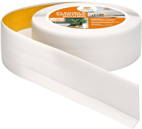 Quest Sockellist PVC mjuk självhäftande 50x20mm – vit, 15 m | Bred böjbar avslutningslist för golv och vägg – tät och dekorativ, enkel montering inomhus
