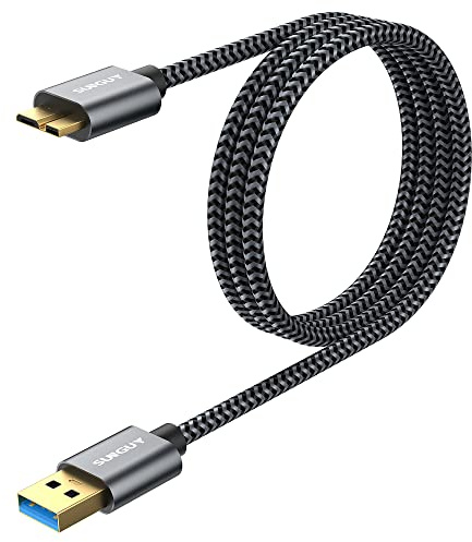 SUNGUY Micro B Câble, Câble USB 3.0 5Gbps Mâle A vers Micro B Cable pour Toshiba Western Digital My Passport Elements Canvio Disque Dur Externe WD Samsung Galaxy S5 (1M)