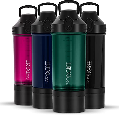 720°DGREE Fitness Shaker uberShaker - 550ml - Premium Mezclador Proteínas con compartimento para polvo - Sin-Fugas, Sin-BPA - Vaso agitador para batidos proteínas cremosos, gimnasio, entrenamiento