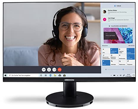 MEDION P52408 (MD 22000) 60,5 cm (24 Zoll) Full HD Widescreen Monitor (16:9, integrierte Lautsprecher, rahmenloses Design, DisplayPort, HDMI, VGA, Audio In, mehrsprachiges Menü) schwarz