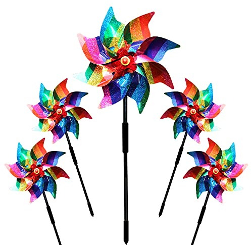 Yezirzax 5 Stücke Taubenabwehr Windrad, Magische Windmühle Obstgarten Reflektierende Windräder Vogelabwehr Vogelschreck Windrad Dekoration Garten für Protect Garten (Mehrfarbig 1)
