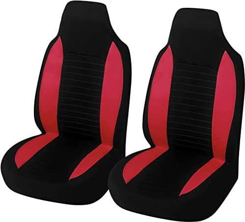 CGEAMDY Car Front Seat Covers, Bucket One-Piece Auto Front Seat Protectors, 2PCS Premium Breathable Vehicle Seat Cushions Airbag Compatible, Car Interior Accessories Universal for SUVs, Trucks (Red)