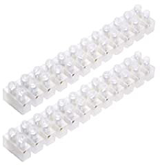 CED Electrical Connector Blocks 12 Way White Terminal Block Electrical Connector Strips 5 Sizes 3A 5A 10A 15A 30A (2x5Amp)