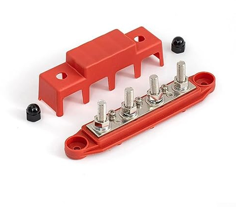 Morsetti di , morsetti di alimentazione di per terra, vite di cablaggio 48 VDC 300 VAC, blocco di distribuzione 12 V 250 A, blocco di morsettiera coperto, rosso M10
