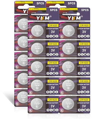 YKM 20 Pack CR1620 Batteries DL1620 CR1620 3V Battery for Car Key Fob Keyless Remote LED Glasses