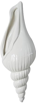 Kreative Blumenmuschel Wandvase aus Keramik, Weiß, Leicht