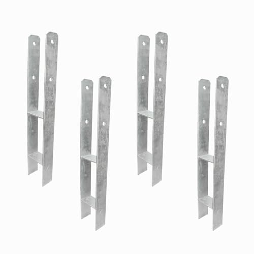 4 H-Pfostenträger feuerverzinkt verstärkt 5,5/600 mm für 120 mm Pfosten