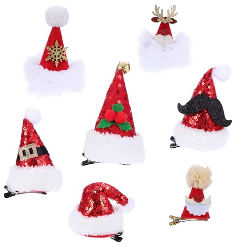 PLAFOPE 7-teiliges Weihnachts-clip-set Glänzende Pailletten-haarspangen Urlaubshut- Für Jungen Und Mädchen Erwachsene Weihnachten Für Frauen Mädchen Und Jungen