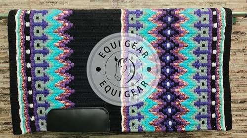 EQUIGEAR Western Ranch Horse Satteldecke aus neuseeländischer Wolle, Western-Design, handgefertigte Satteldecke, Wollpolster, Sensor Flex (Anpassung möglich), WQ86 (30x30) (30x30)