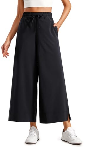 CRZ YOGA Lätta, vida byxor med kort ben 25 | Casual, Resor, Bekväm, Mjuk, Delad, Lös passform, Fickor, För kvinnor