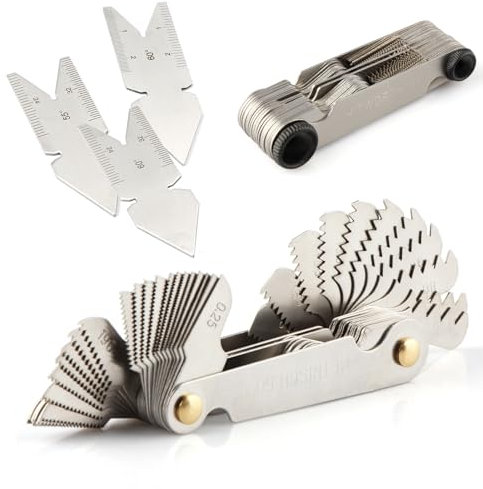 Yuentoen 58 Blätter Edelstahl Gewindelehre Set,Präzisions-Gewindelehre,Metrisch 60° + Whitworth 55° Center Gauge,Rohrgewinde Messwerkzeug für Drehmaschinen und Kfz-Werkstatt