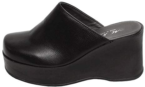 epdavin Women's Black Closed Toe Platform High Heel Slip On Backless Clogs Slides Mules Shoes 8 M US