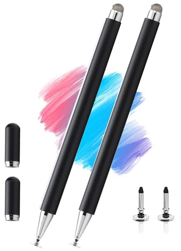 Pennino capacitivo 2 in 1 per Samsung Galaxy Tab A11/A11+/A9/A9+/7 Lite/A7/A8/A8 Plus Stylus per iPad/iPhone/Fire/Lenovo/Pixel Tables, tutti i dispositivi Android e iOS Touch (2 x Stylus-Nero)