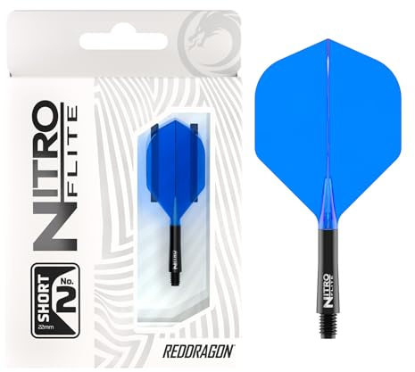 RED DRAGON Darts – Integrerad Flyg & Axel System – No.2 Form och design – Svart & Blå Färg, Kort Längd