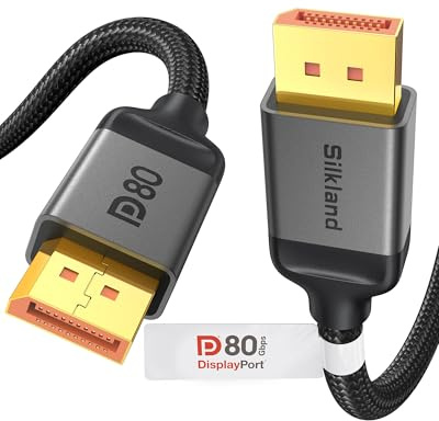 Silkland 80Gbps DisplayPort 2.1 Cable 5FT [VESA Certified], [8K@240Hz, 4K@540Hz 360Hz 240Hz] DP 2.1 Cable, HDR HDCP DSC 1.2a Display Port Cord Compatible FreeSync G-Sync Gaming Monitor 5090 9070 XT