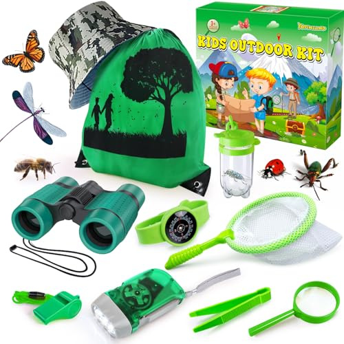 YOPINSAND Set da esplorazione per Bambini, con Zaino, Cappello e binocolo, Giocattolo da Esterno per Bambini, Ragazze e Ragazzi