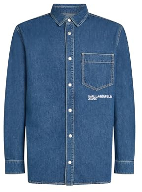 Karl Lagerfeld Jeans, Herr, Vanlig Jeansskjorta, Vanlig Fit, Blå, XL