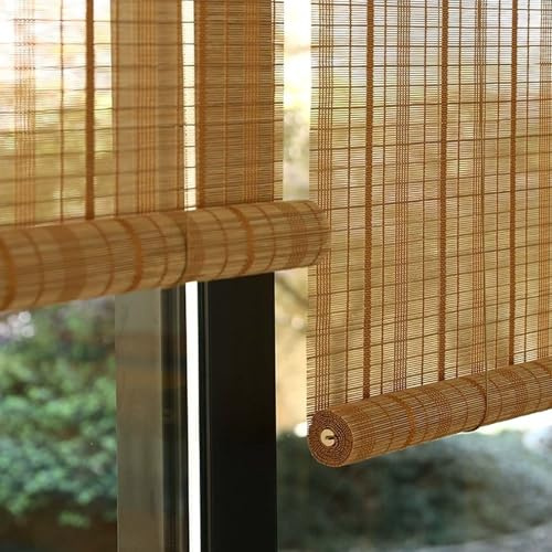 Retro Bambus Rollo Jalousie Mit Hebevorrichtung,Bambusrollo Aussenbereich Wetterfest,Anhebbare Fensterläden,Raffrollo Mit Hakenaufhängung Sun Protection/Breathable,Adjustable(100x200cm)