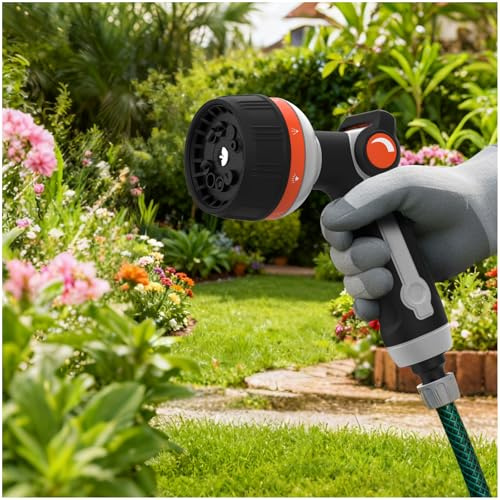 Metall-Gartenschlauchaufsatz (10 Sprühmodi) | Hochdruck-Daumenbedienung | High Pressure Nozzle Sprayer Für Rasen, Pflanzen, Auto & Haustiere