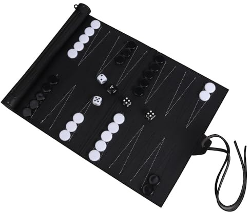 Backgammon-Set für Erwachsene, Backgammon Reisespiel, Falzfreies faltbares Schach- und Damebrett, Lustige Outdoorspiele für Familie und Freunde, Ideales Reisegameset
