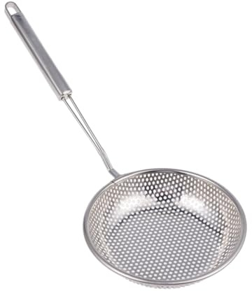 NOLITOY Edelstahl Schaumkelle mit Hitzebeständigem Griff Feines Sieb für Heißes Öl und Wasser Ergonomischer Servierlöffel für Küche Restaurant Hotel Perfektes Abschöpfen von Pommes Gemüse