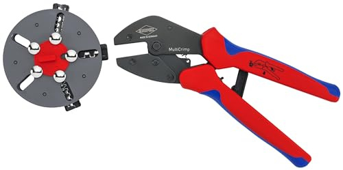 KNIPEX MultiCrimp, Crimpzange mit Wechselmagazin, 3 Crimpeinsätze, 97 33 03 | Geeignet für PV-Stecker MC4 / MC4 Evo 2 4/6 mm² und andere Crimpanwendungen