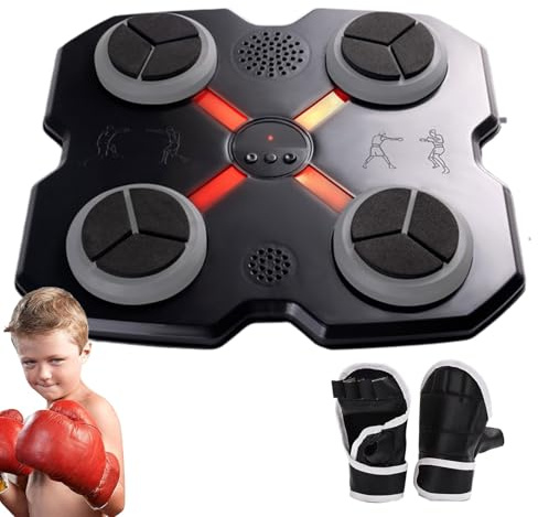 Ahuuen Máquina de Boxeo - Equipo de Entrenamiento Físico con Guantes de Boxeo,Máquina de Musical Inteligente - para Niños, Niñas, Gimnasio en Casa, Uso Interior, Fiesta de Cumpleaños