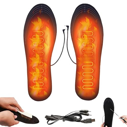 Heated Insoles, USB Rechargeable Foot Warmer, Cuttable Electric Heated Shoe Insoles, Washable Indoor Outdoor Thermal Insoles for Hiking Skiing Cycling Snowboarding Winter Commute