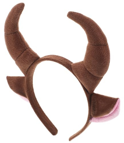 Gogogmee Ochsenhorn Stirnband Haarreif Stierhörner Kopfschmuck Cosplay Party Halloween Accessoire Braun