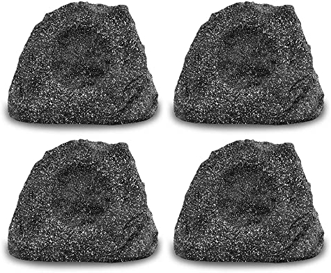 Pronomic 4er Set SSP-660 GR Outdoor-Lautsprecher (4 Stück Outdoor-Speaker in Stein-Optik, 4 x 30 Watt, Schutzklasse IP56, 2-Wege-System) grau