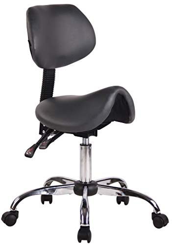 CLP Sgabello Sella Da Lavoro Stuttgart In Similpelle I Sedia Studio Ergonomica Schienale Inclinabile I Sedia Ambulatorio 5 Ruote, Colore:grigio