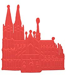 Makotex Bügelbild Kölner Dom Applikation Karneval Kostüm Fasching Köln Rot