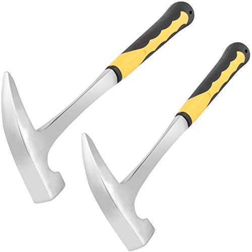 ZEONHEI 2 PCS 32 Oz 12 Inch Rock Pick Hammer, Geology Hammer with Pointed Tip and Skid Handle, Masonry Hammer for Geological Study, Prospecting, Mining