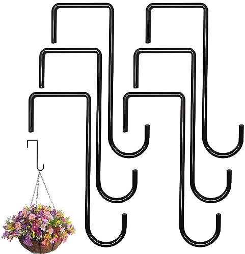 MAIREULB 6pcs Iron Garden Fence Hooks - Heavy Duty Hanging Brackets for Bird Feeders & Plants