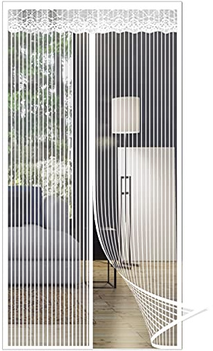 GOUER Moustiquaire Fenetre 140x255cm Anti Moustique Moustiquaire Fenetre Enroulable Fermeture Automatique pour Enfants et Animaux de Compagnie, Blanc A