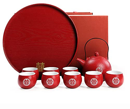 Servizio da tè in porcellana cinese giapponese per adulti Servizio da tè in porcellana Set da tè con teiera 12 tazze da tè Vassoio da tè Set da tè Kung Fu rosso Regalo di nozze B Teiere (Colore : B)