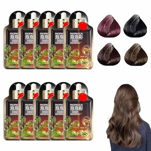 10pcs Satywig Hair Color, Plant Based Hair Dye, Plant Extract Non-Damage Hair Dye Cream, Plant Bubble Hair Dye Sham, Bubble Plant Hair Dye (Coffee)