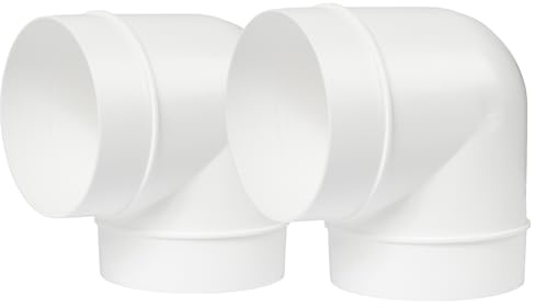 Repa Market Tubo de conducto de 100 mm, manguera de codo de 90 grados, conector de curva de tubo redondo de 100 mm - 2-unidades