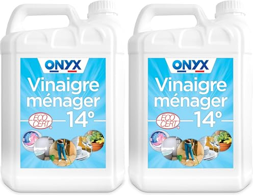 Onyx - Vinaigre Ménager 14° - Produit Nettoyant, Détartrant Concentré Multi-Surface - Dégraisser, Faire Briller - Ecocert, 100% d’Ingrédients d’Origine Naturelle, Fabrication Française - 5L (Lot de 2)