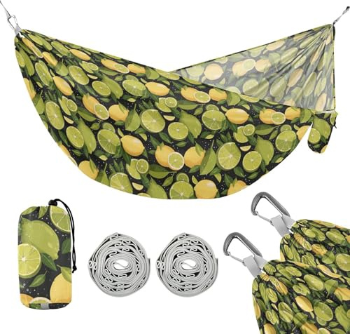 Chic Lemons Limes - Hamaca de camping con correas de árbol, hamaca interior para patio interior y exterior