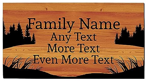 Lake Home Decor Four Lines Your Text Lake & Reeds Silhouette Doormat Personalized Doormat Lake Scene