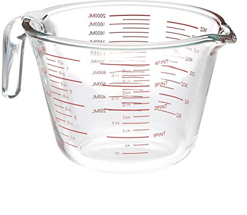 Amazon Basics Large Size Glass Measuring Cup, 8 Cup (2L), Easy-to-Read Markings, Dishwasher/Microwave/Freezer/Oven Safe (Previously AmazonCommercial)